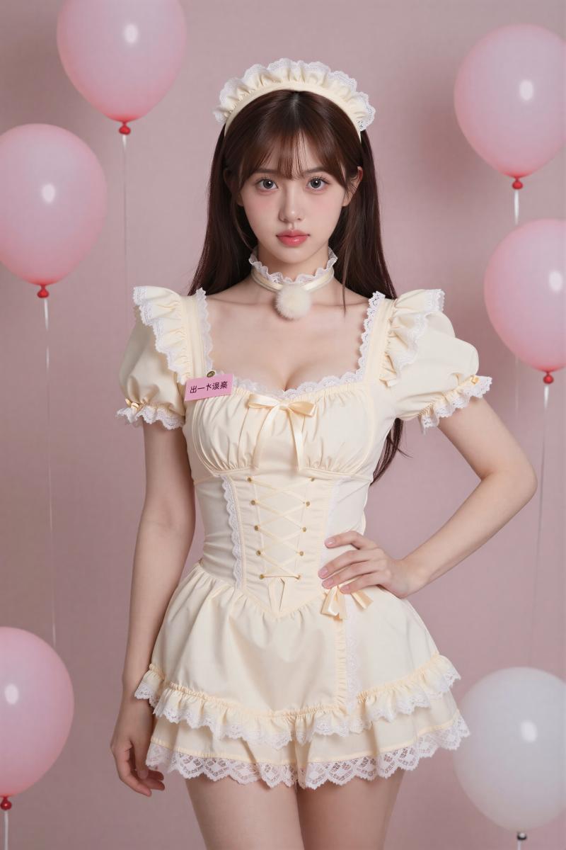 巨乳白レース姿の魅力的な女性