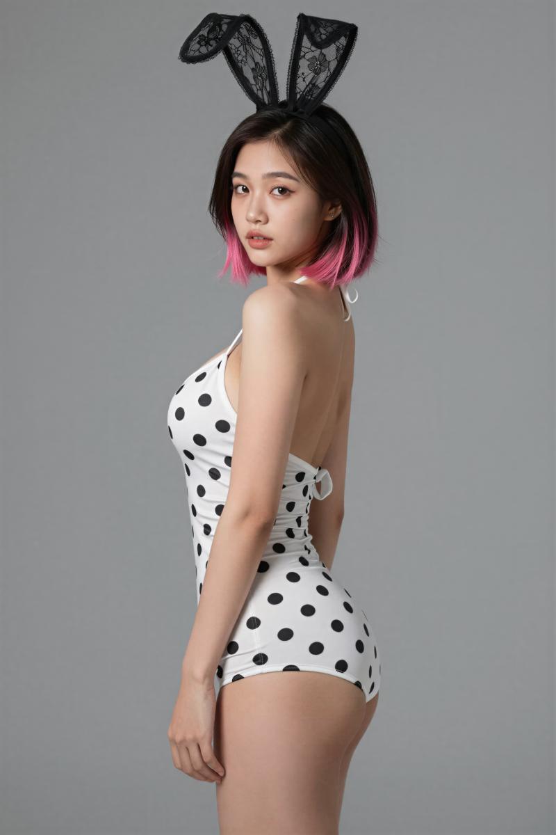 巨乳ピンクレース姿の魅力的な女性