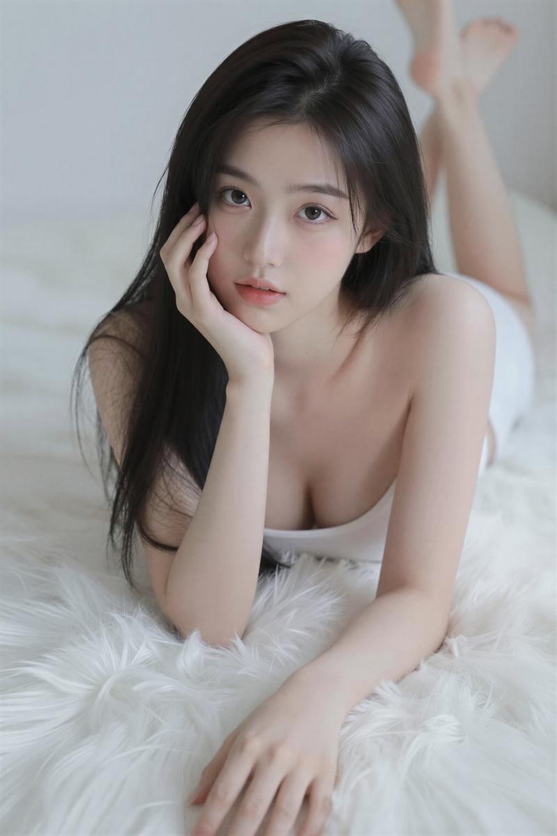 巨乳ベッドの美しいフリー素材