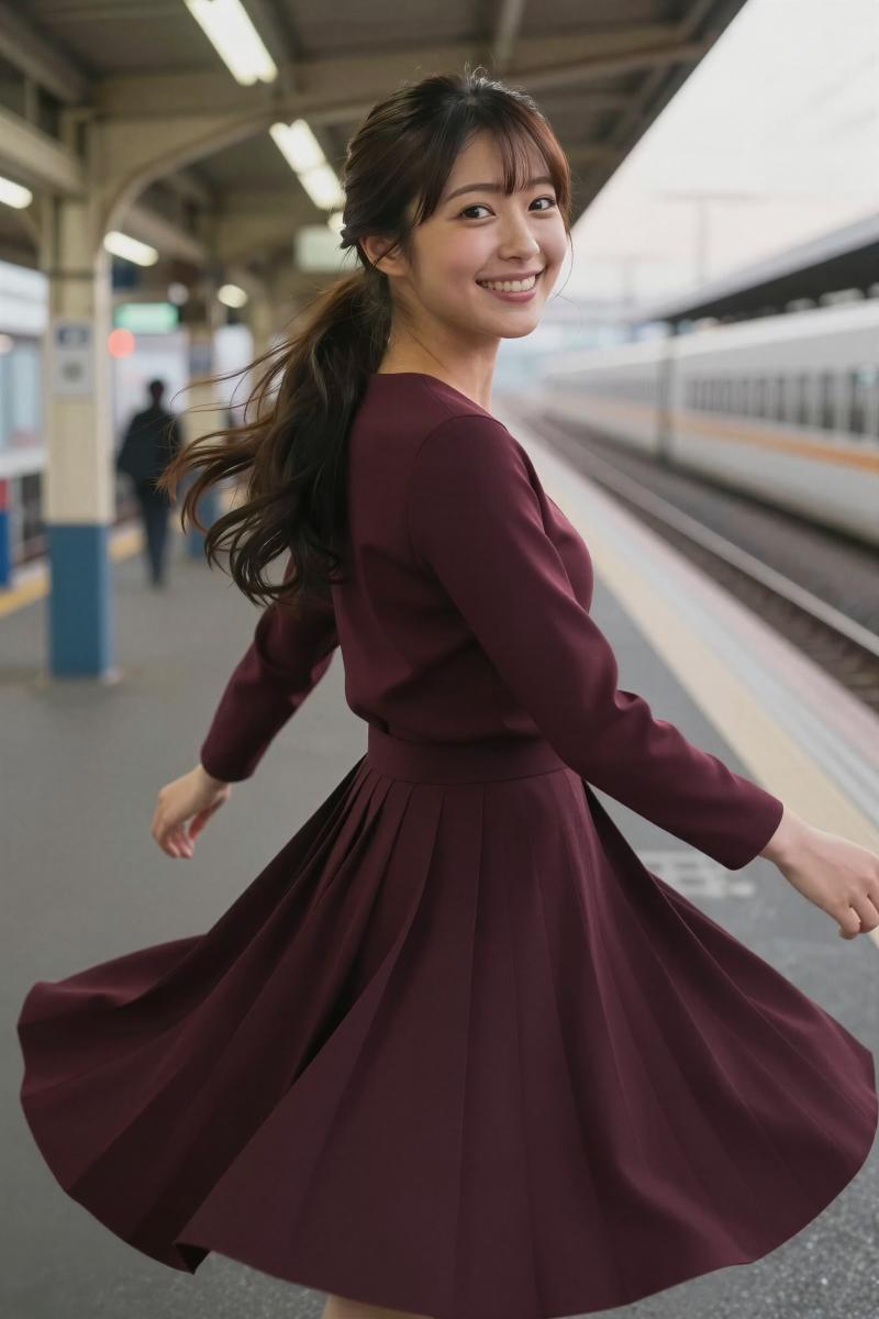 ホームの美しい女性