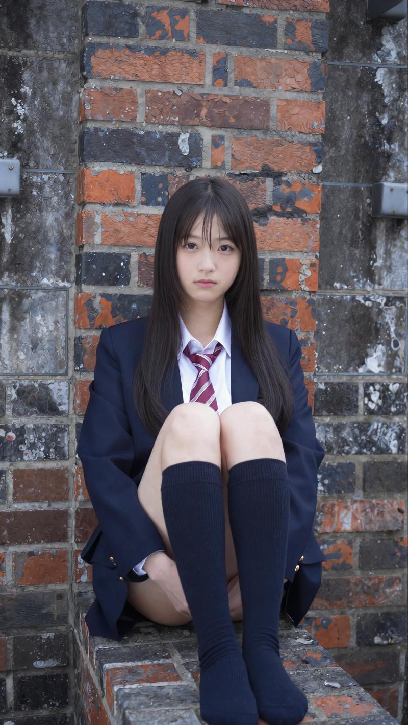 制服姿の美しい女性