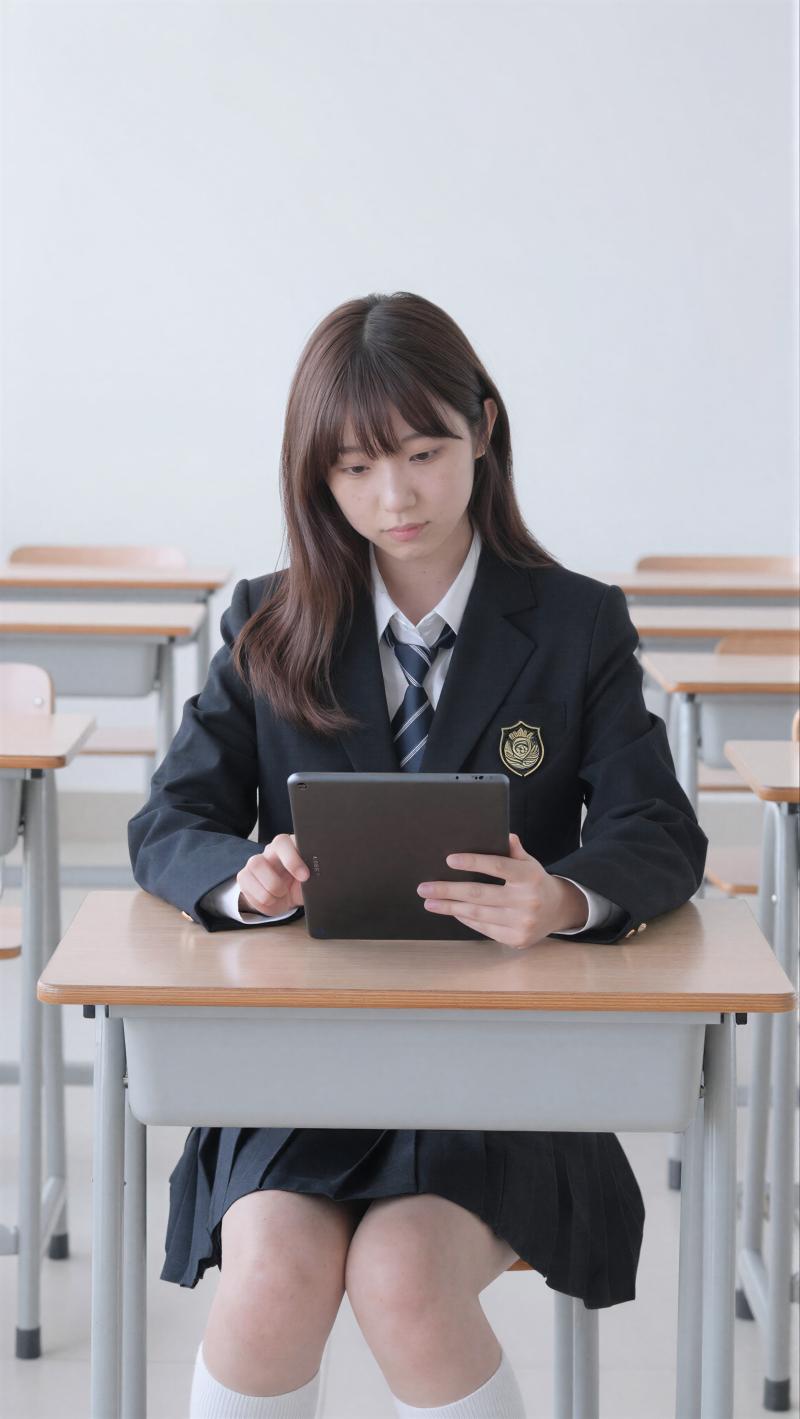 黒シャツを着こなす美女