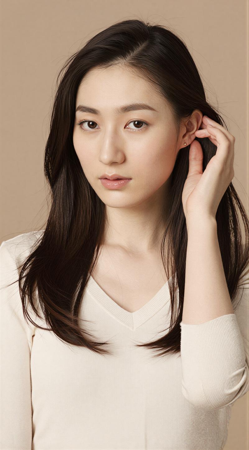 セーター姿の上品女性