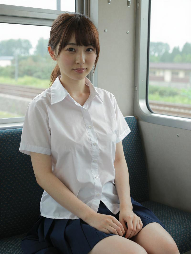 緑シャツ姿の魅力的な女性