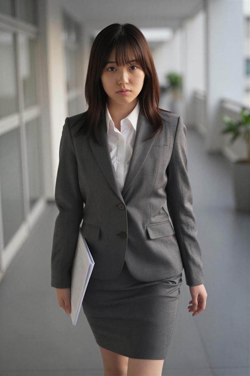 オフィスで撮影された女性のポートレート