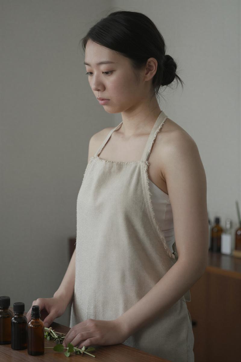 エプロン姿の美しい女性