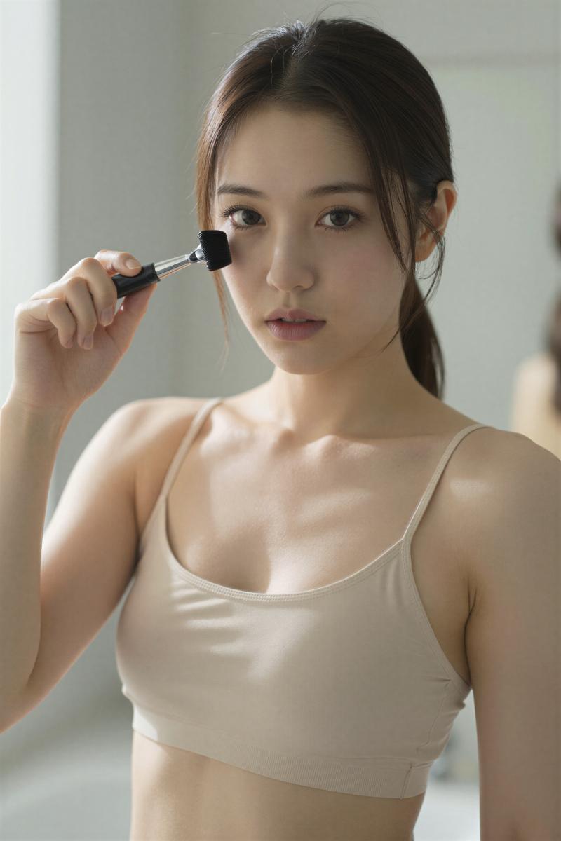 バスルームで撮影された女性のポートレート