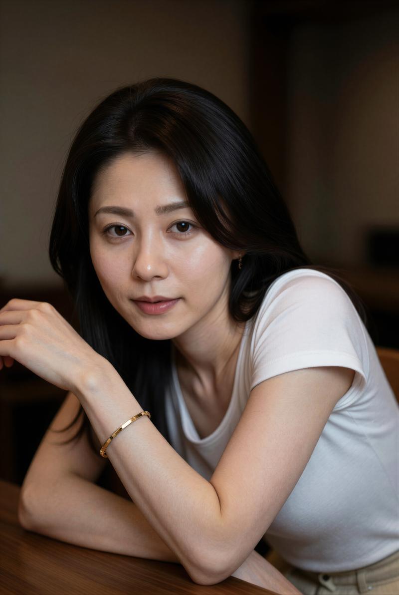 熟女黒のシャツを着た女性のポートレート