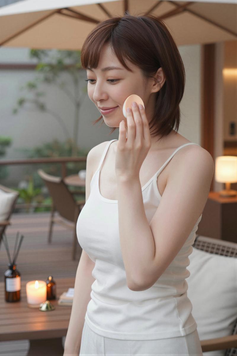 白のタンクトップを着た女性のポートレート