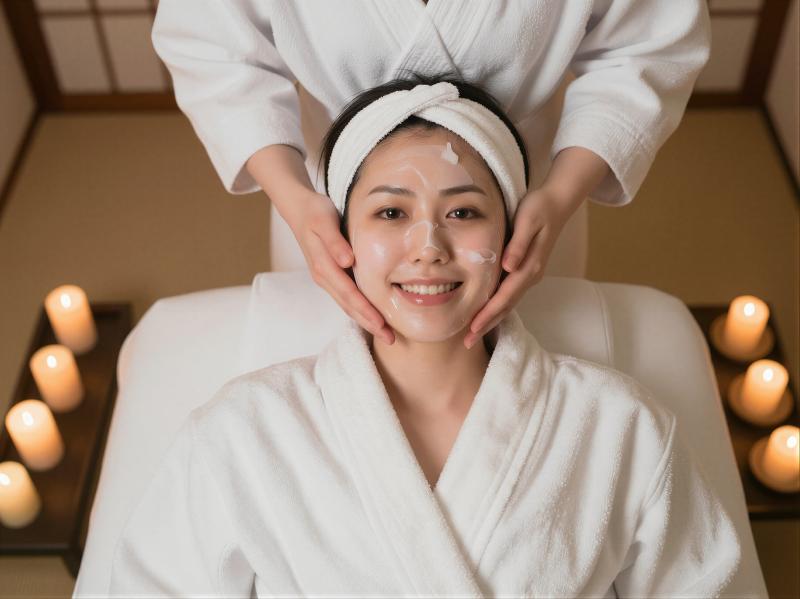 スパでシートマスクをする女性