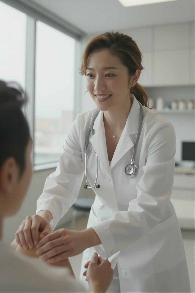 診察室で患者を診る医師