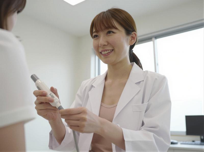 医療機器の使用法を説明する医師