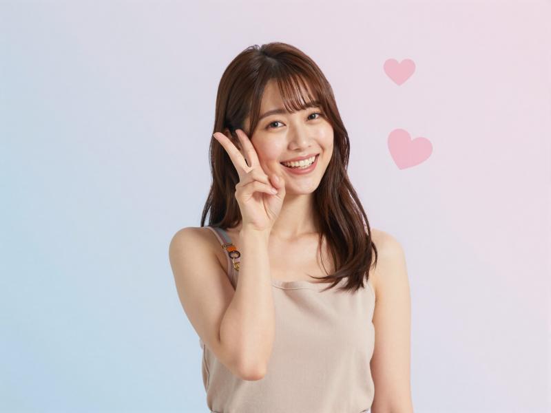 ガールズバー求人！ピースサインでキュート