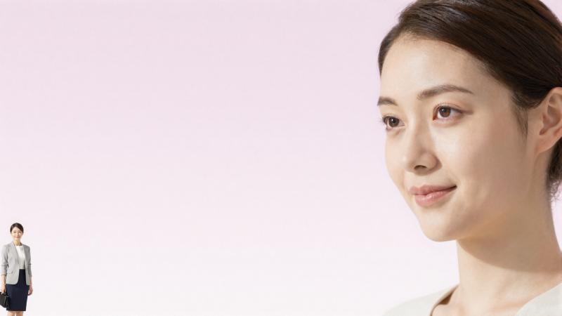 求人バナー素材: モダンな女性とピンクの輝き