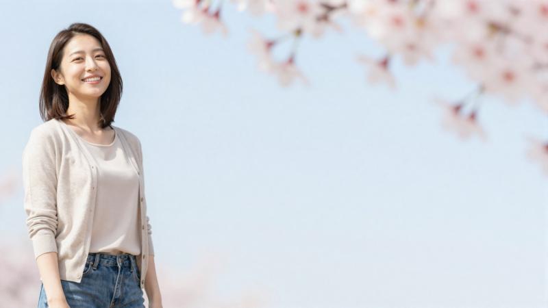 求人：青空と桜の下、新しい自分