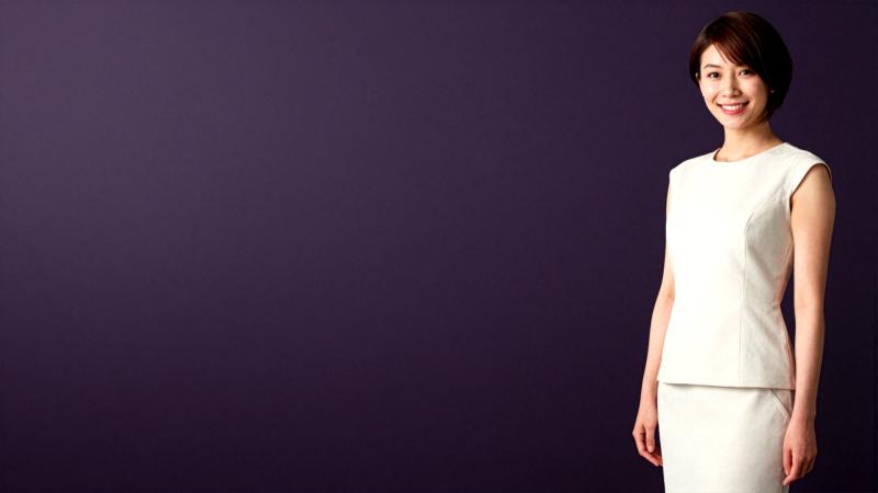 求人バナー素材: 紫黒グラデとプロフェッショナル女性