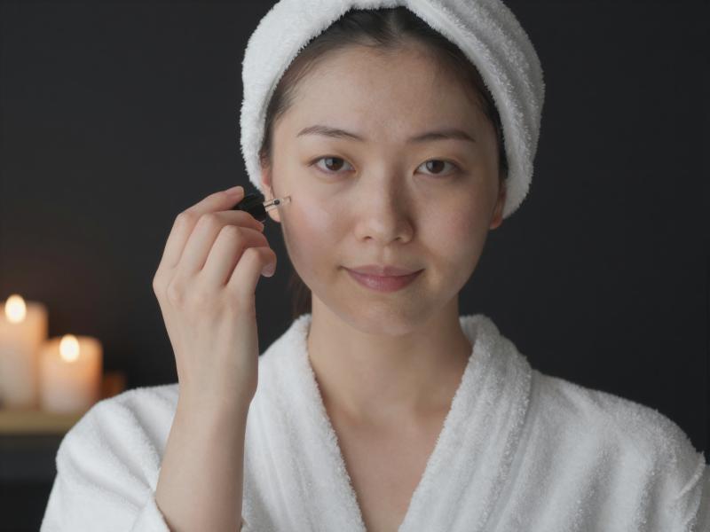 スパで美容液を塗るリラックスタイム