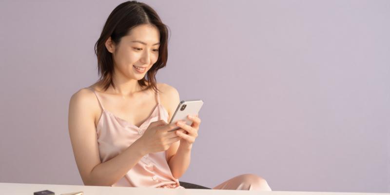 オンラインでメイクを学ぶ女性の朝