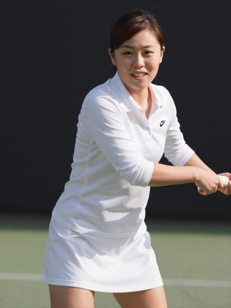 テニスコートでフォアハンド