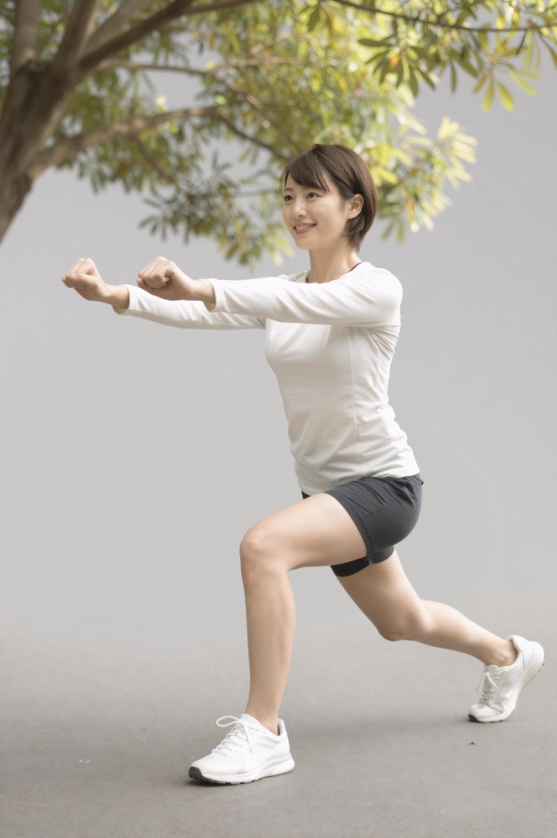 公園でランジ運動