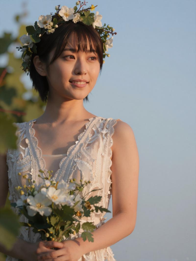 夕暮れのブドウ畑で結婚式