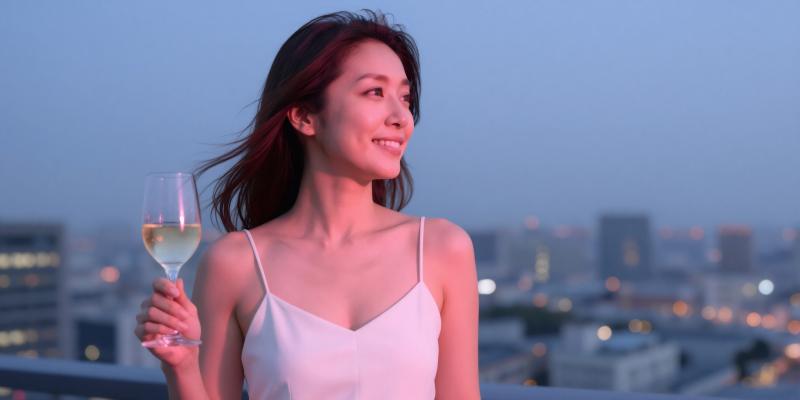 キャバクラの屋上で夜景を見ながら