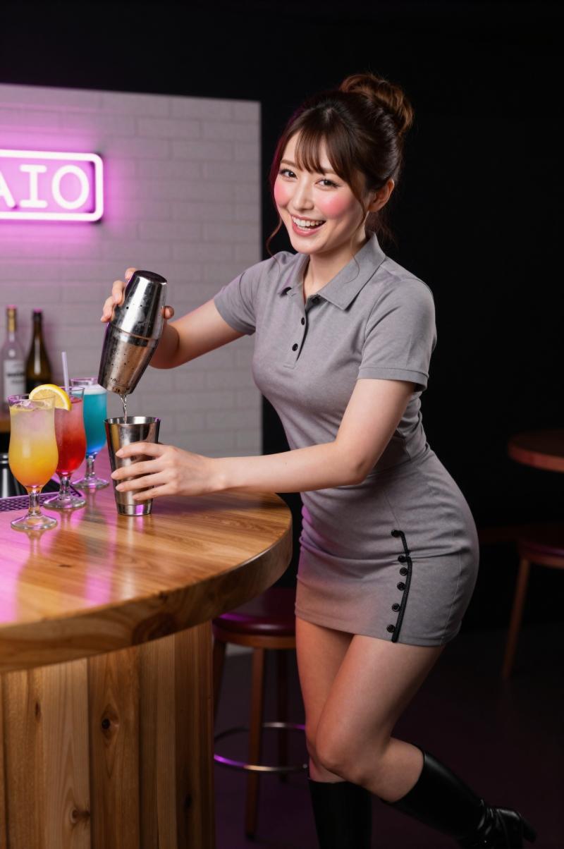 ガールズバーのカウンター越しの制服