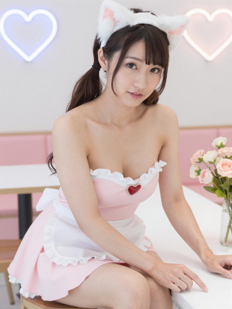 花を飾るメイドさん