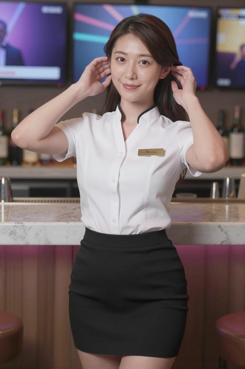 モダンバーの制服美人