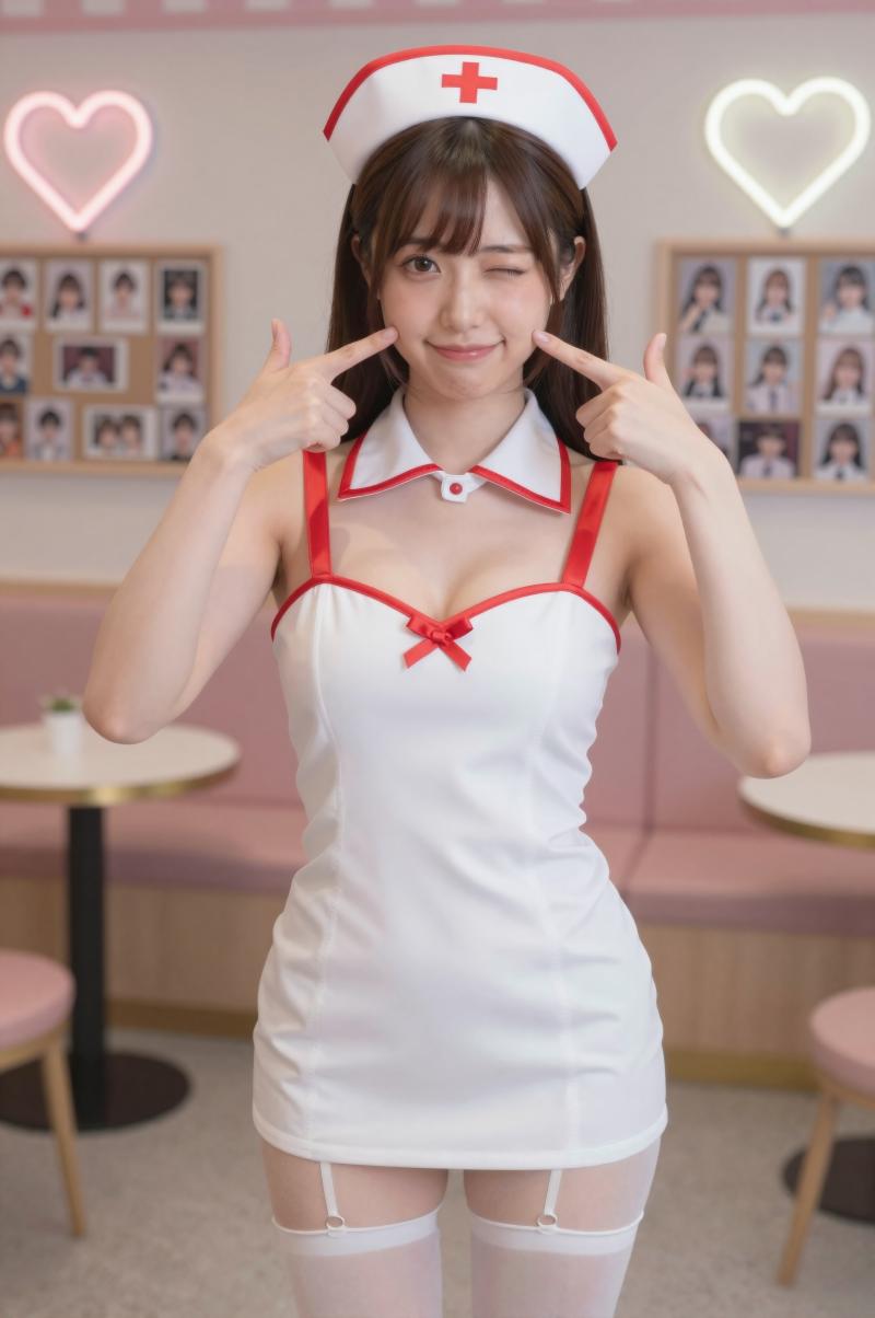 ナースコンカフェの可愛いウィンク