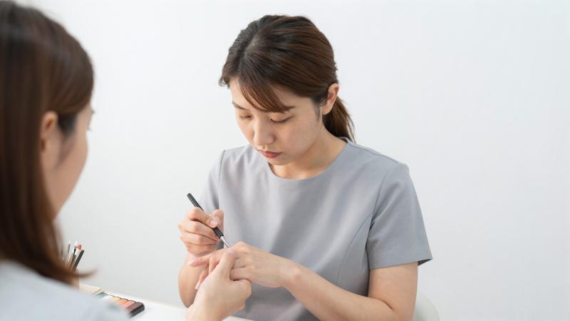 ネイルアートを施すネイリスト
