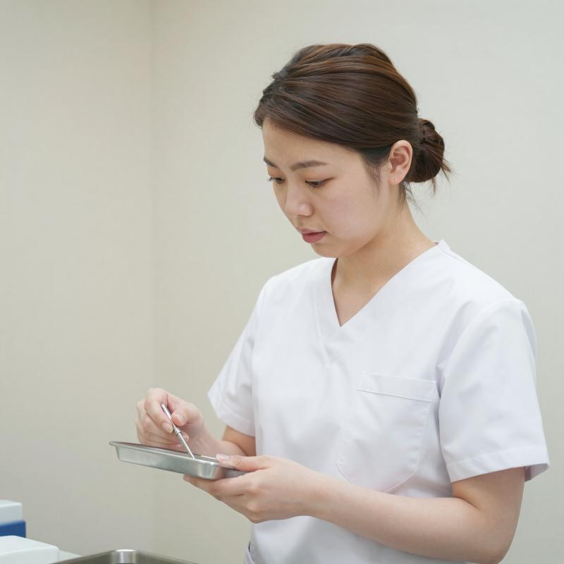 歯科器具を準備する歯科助手