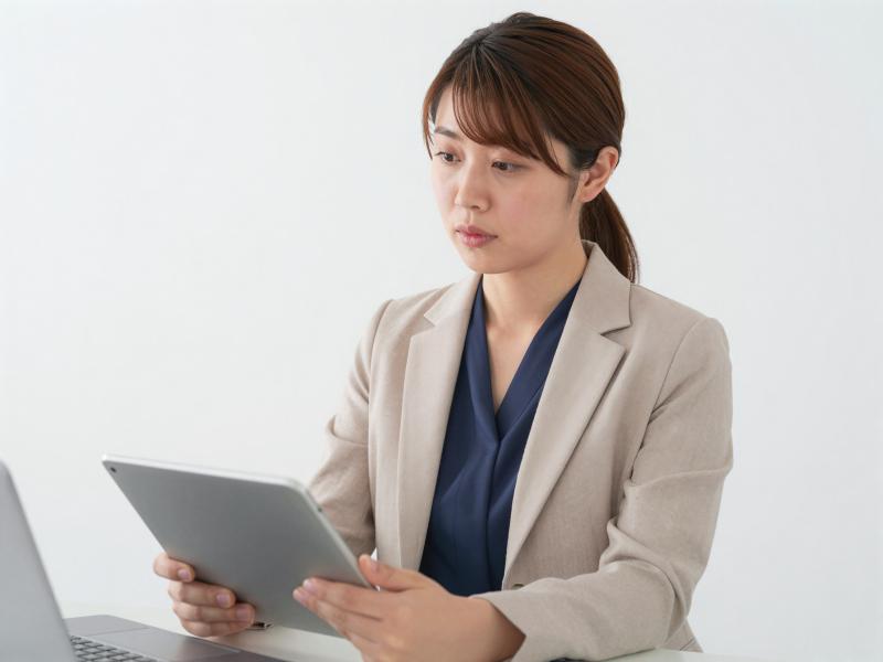 財務レポートを確認するビジネスウーマン