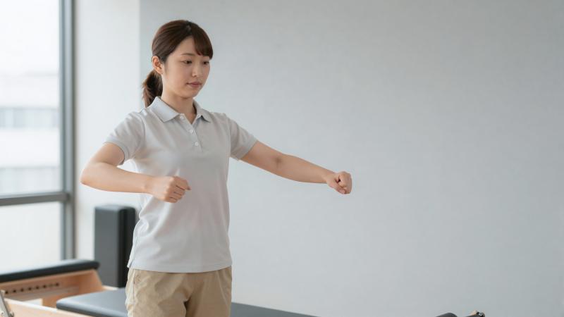 リハビリを指導する理学療法士