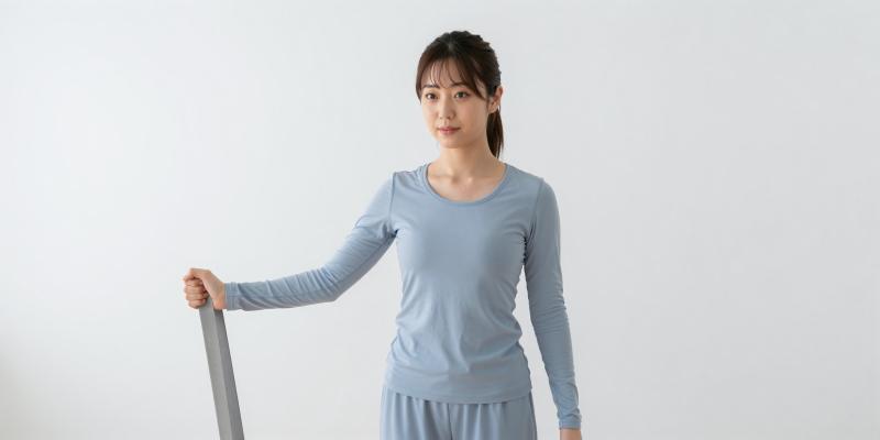 リハビリテーションでストレッチする女性