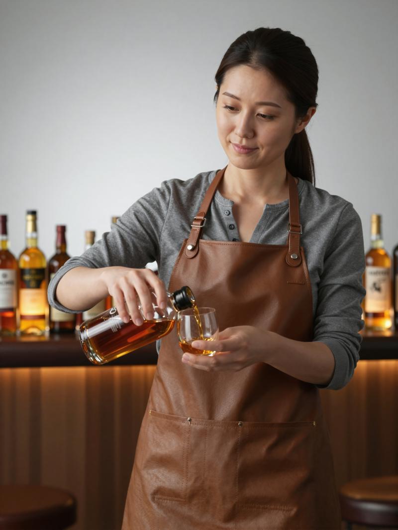 ウィスキーを注ぐ女性バーテンダー