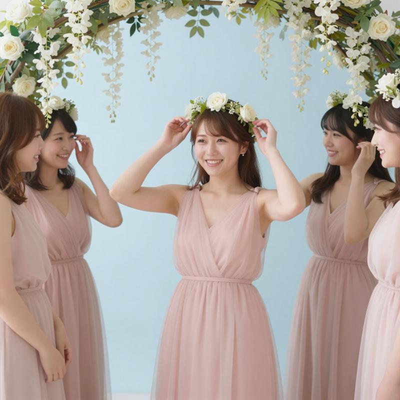 ガーデンで笑うブライズメイド