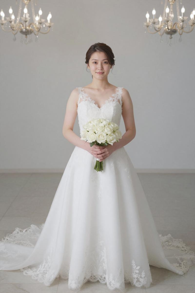 豪華な会場で微笑む花嫁