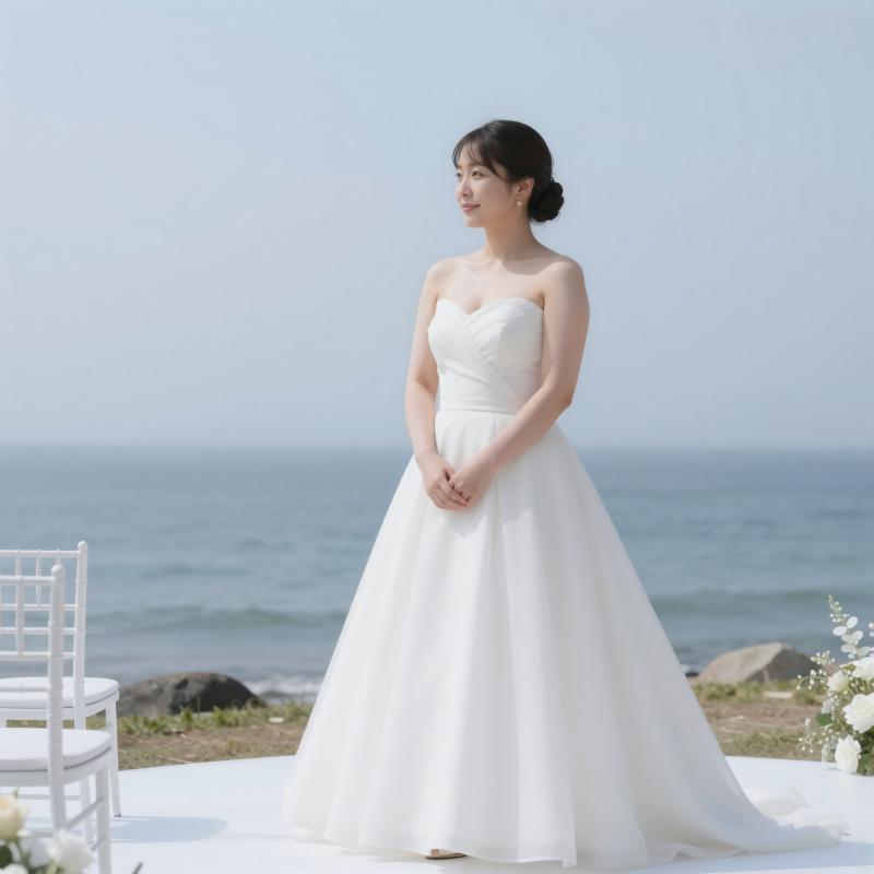 海辺で愛を誓う花嫁