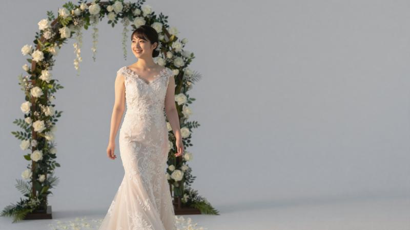 ガーデンウェディングの花嫁入場