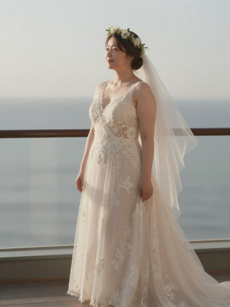 海を望むバルコニーの花嫁