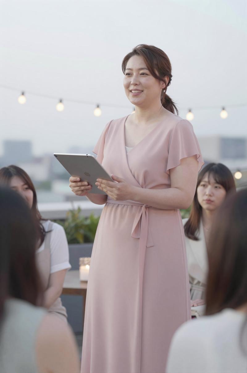 屋上パーティーでプレゼン