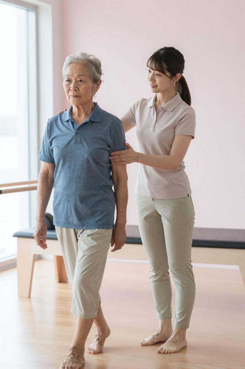 リハビリを指導する理学療法士