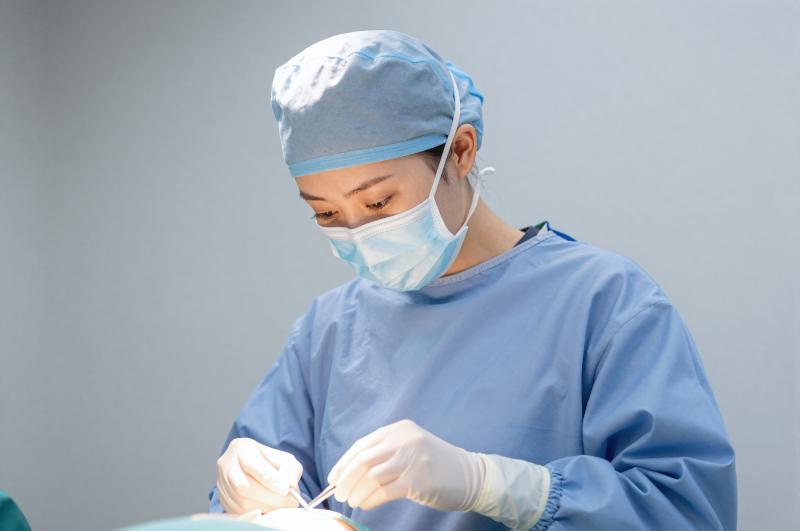 手術室で集中する外科医