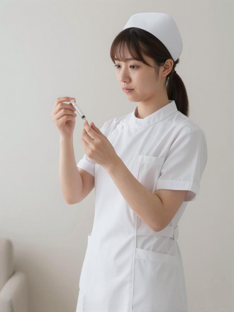 訪問看護で注射を準備する看護師