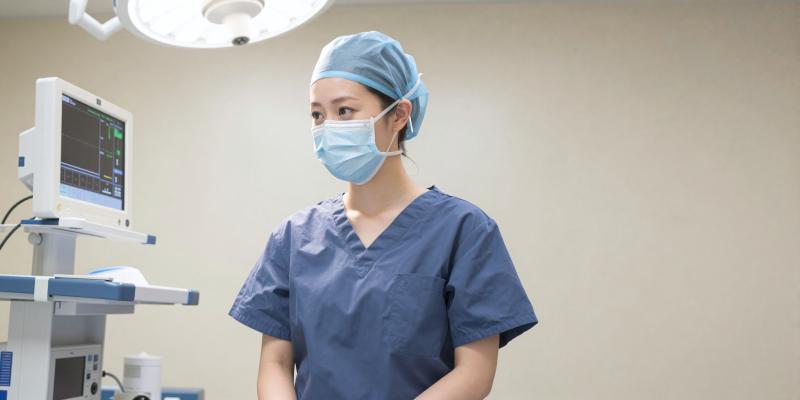 手術室でモニターを確認する医師