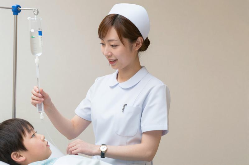 小児病棟でケアする看護師