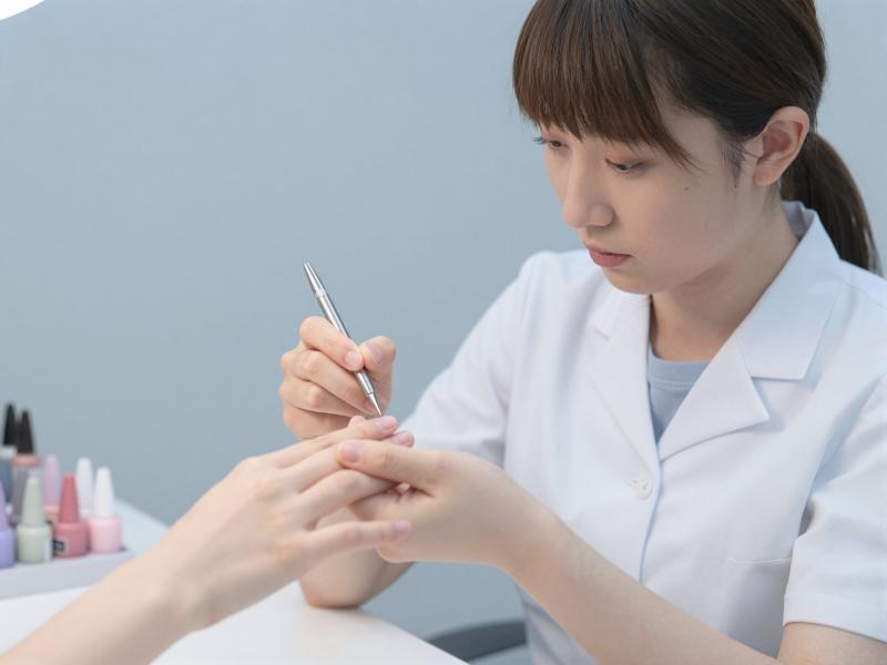 ネイルスタジオで施術中のネイリスト
