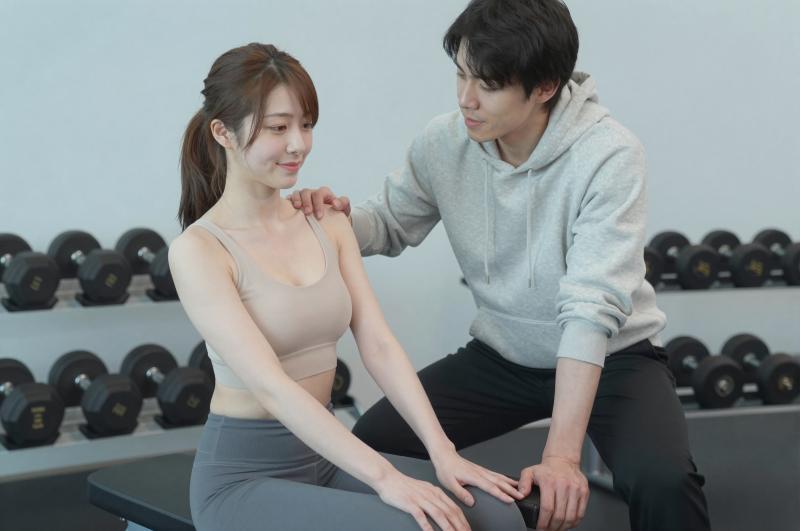 ワークアウト後にストレッチする男性