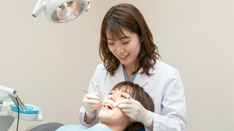 患者の歯を診察する歯科医